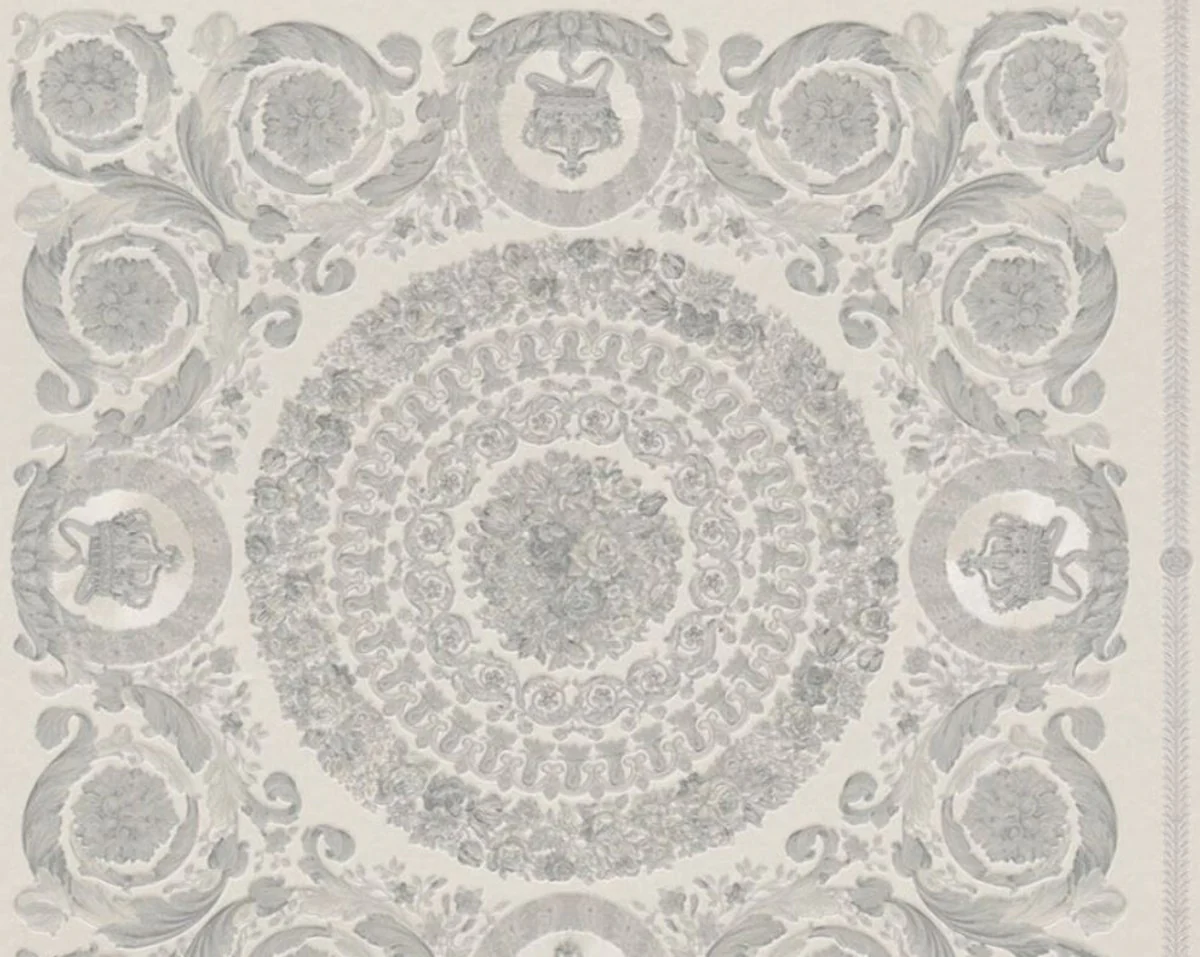 Papel Pintado no Tejido Barroco de Diseño Versace IV 37055-5 - Gris / Plata - Papel Pintado de Diseño - Alta Calidad