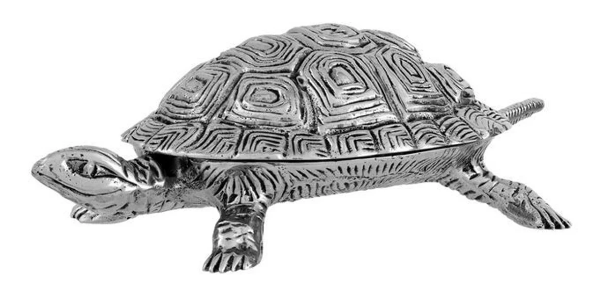Casa Padrino luxury box with lid turtle nickel plated brass 19.5 x 10.5 cm - luxury decoration