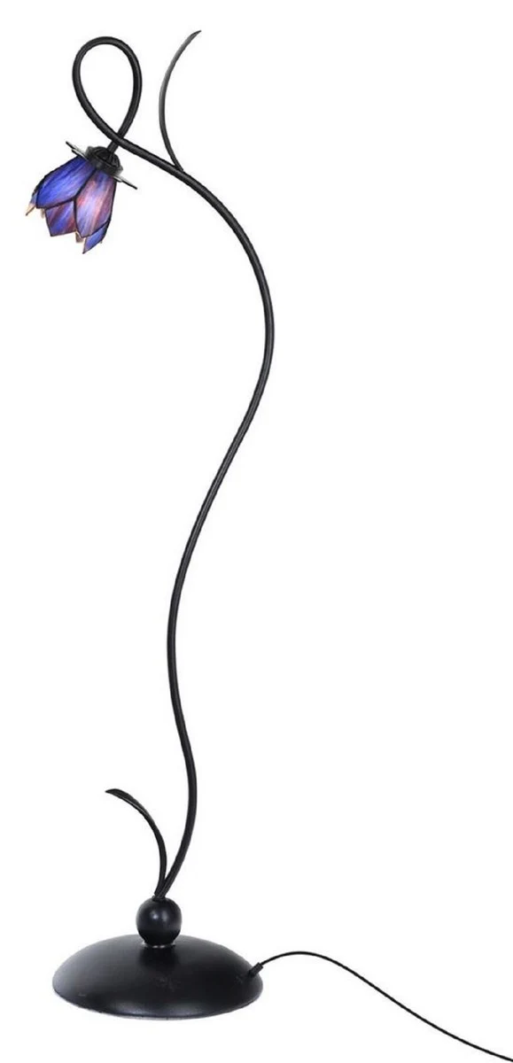 Casa Padrino L¨¢mpara de Pie Art Deco Tiffany Negro / Azul A. 158 cm - Tiffany Lamps