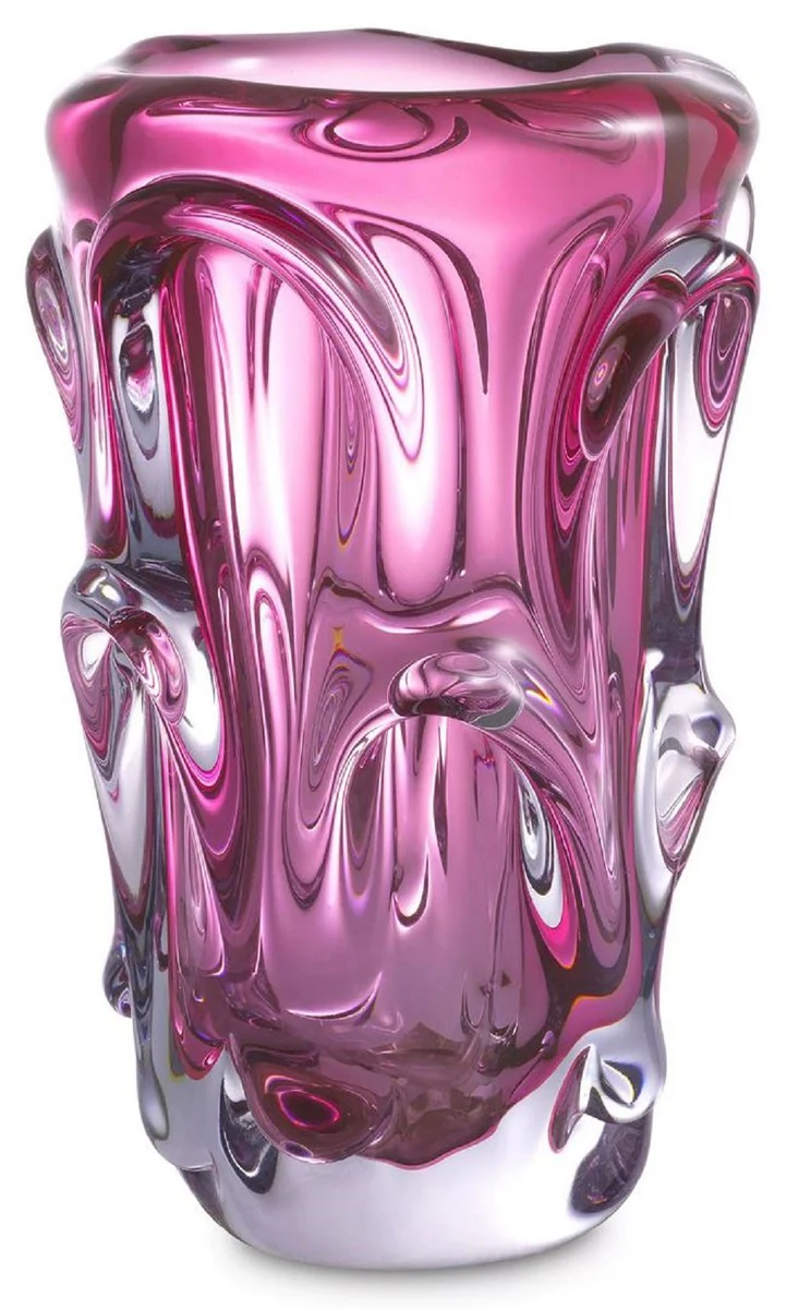Casa Padrino florero de cristal de lujo rosa Ø 20 x A. 31 cm - Florero decorativo moderno - Accesorios Decorativos - Colección de Lujo