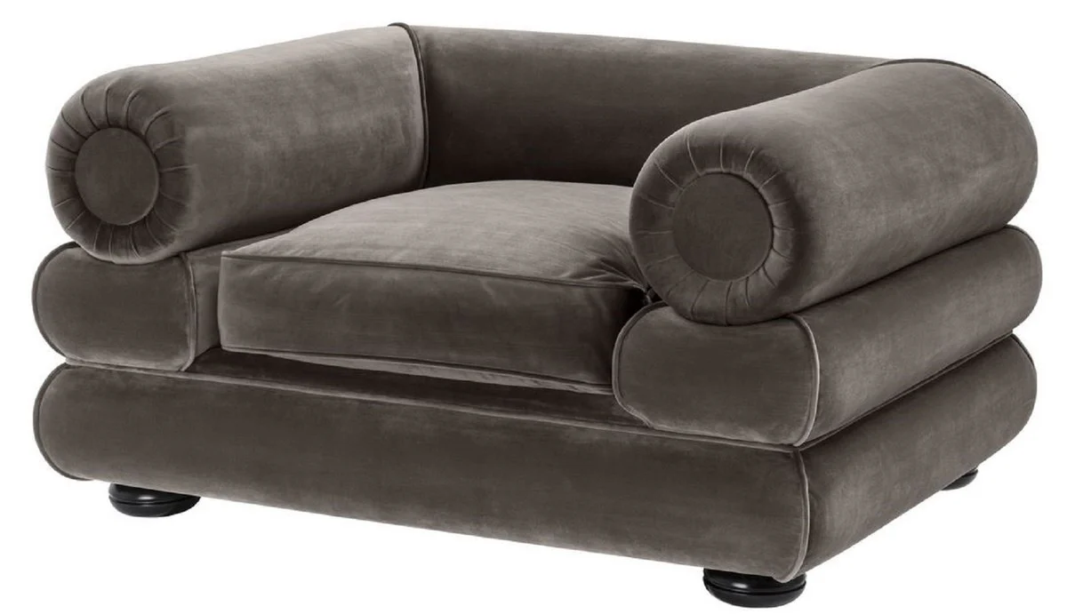 Casa Padrino sill¨®n de terciopelo de lujo gris / negro 120 x 96 x H. 65 cm - Sill¨®n de Sal¨®n - Calidad de Lujo