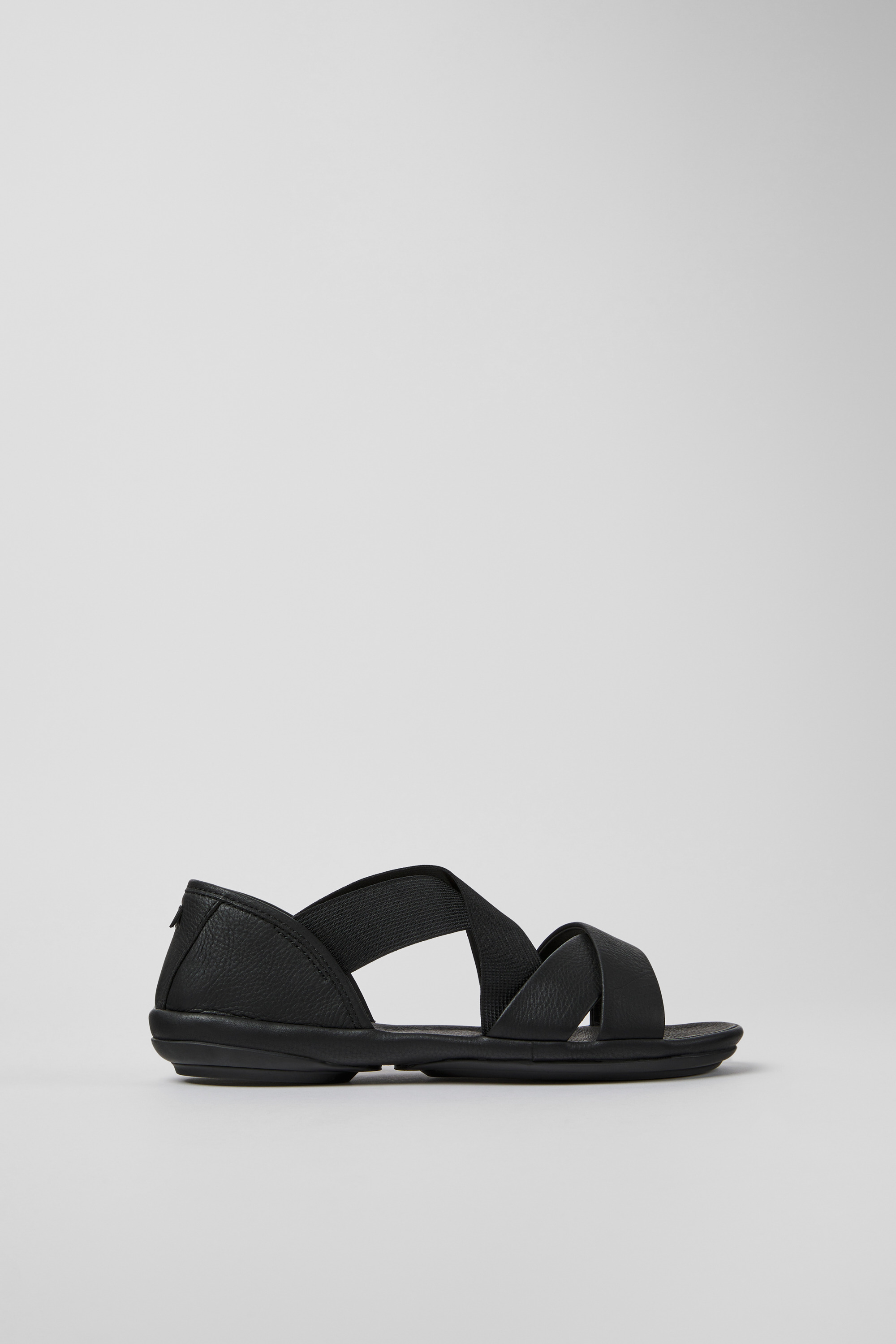 Right - Black leather sandals for women