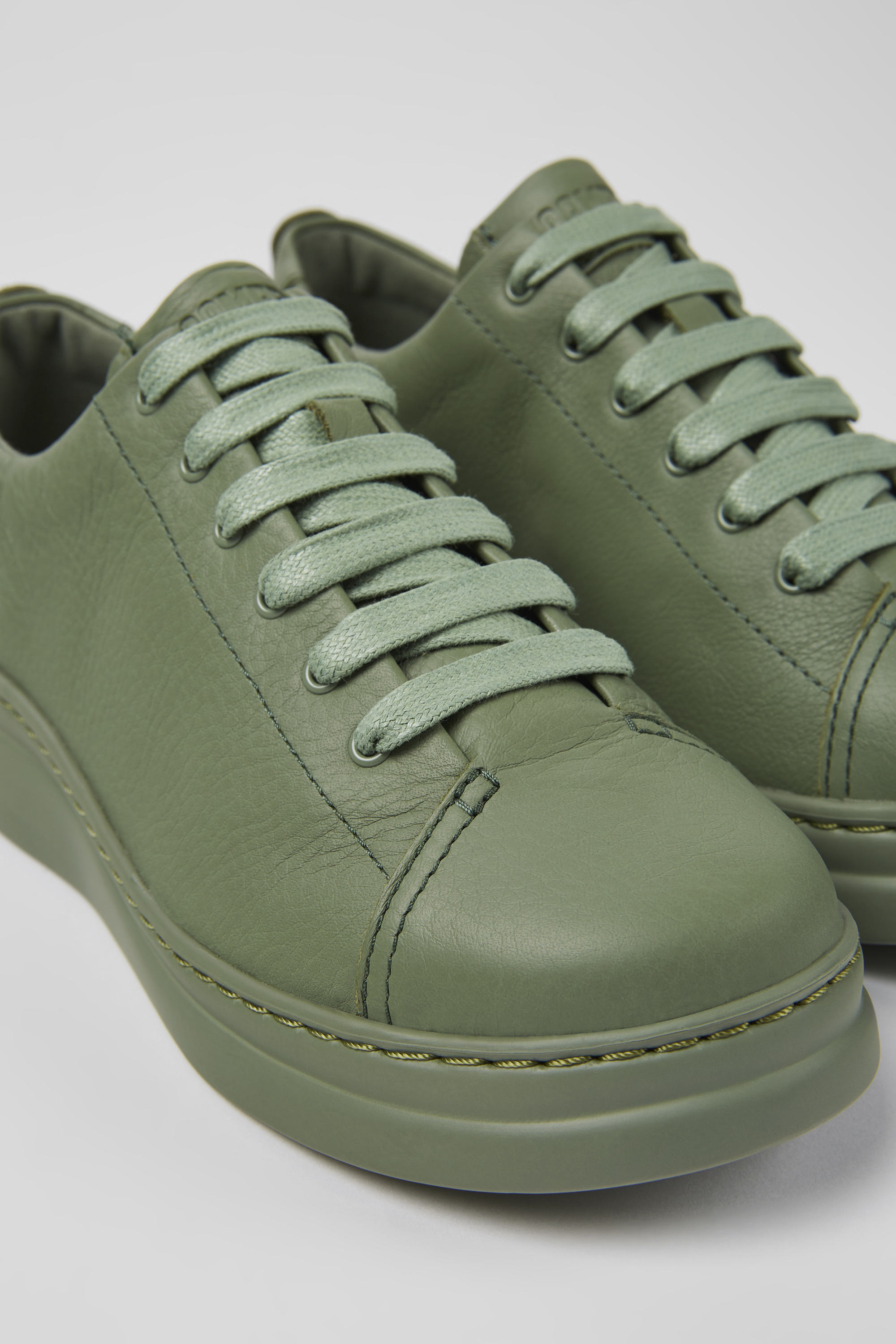 Runner Up - Green leather sneakers for women