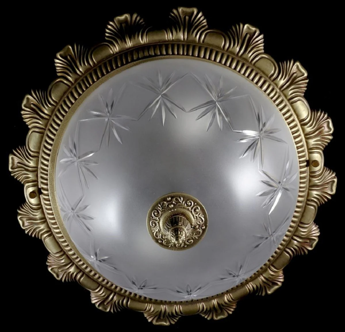 Casa Padrino lámpara de techo barroco de lujo latón con pátina Ø 37 x A. 21 cm - Lámpara de techo redonda de estilo barroco - Luces barrocos