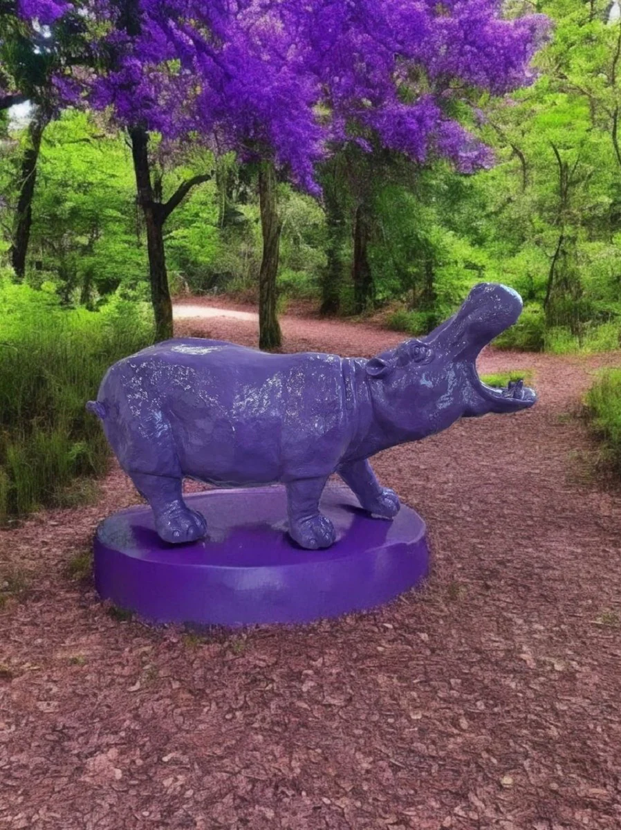 Casa Padrino escultura decorativa XXL hipop¨®tamo p¨²rpura 120 cm - Figura decorativa da jard¨ªn