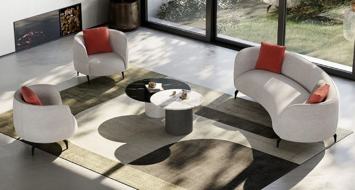 Casa Padrino sof¨¢ de lujo gris / negro 240 x 102 x A. 70 cm - Sof¨¢ de sal¨®n curvo - Sof¨¢ de hotel - Muebles de sal¨®n - Muebles de hotel - Muebles de lujo - Interiores de lujo - Interiores de sal¨®n