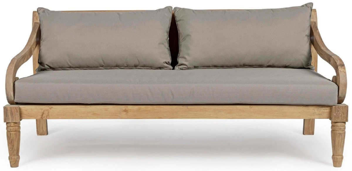 Casa Padrino sof¨¢ de jard¨ªn de lujo gris / natural 165 x 80 x A. 75 cm - Sof¨¢ de jard¨ªn r¨²stico de teca con cojines - Muebles de jard¨ªn de madera maciza - Muebles de jard¨ªn r¨²sticos de lujo