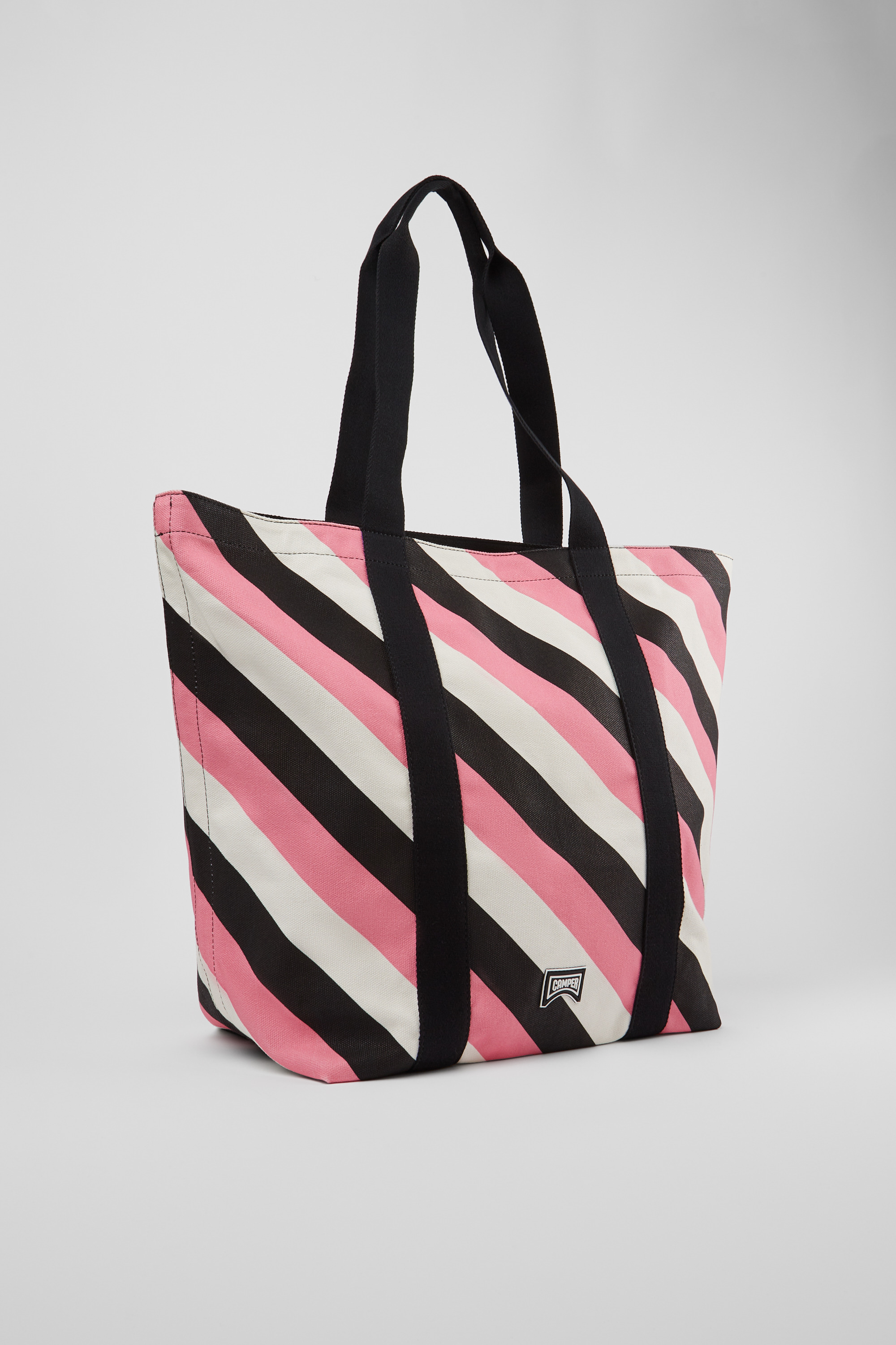 Ado - Black, pink, and white recycled cotton tote bag
