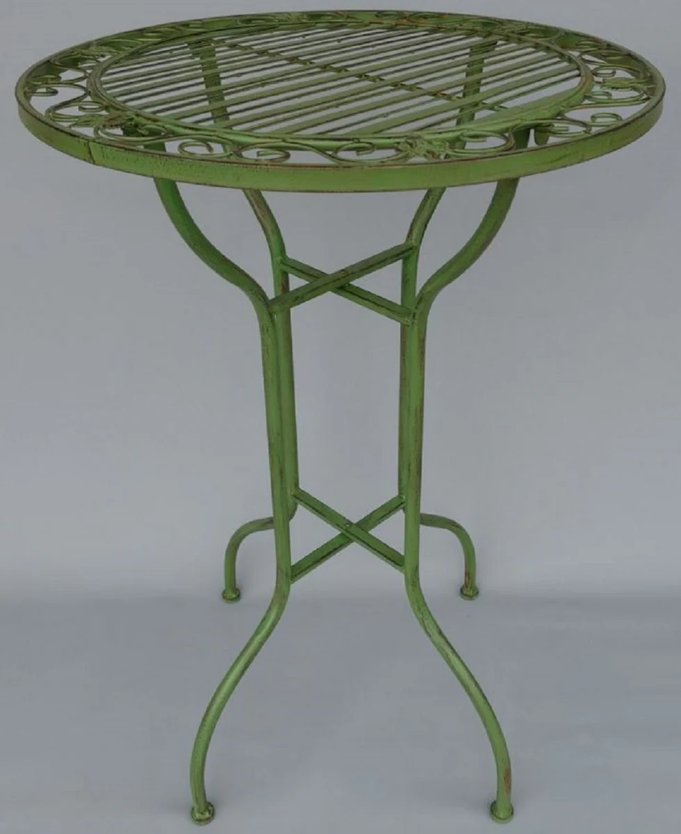 Casa Padrino conjunto de muebles de jardín Art Nouveau verde óxido - 1 Mesa de Bar y 2 Sillas de Bar - Muebles de Jardín Nostálgicos