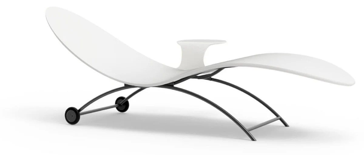 Casa Padrino tumbona de jard¨ªn de lujo blanco mate / gris antracita 205 cm