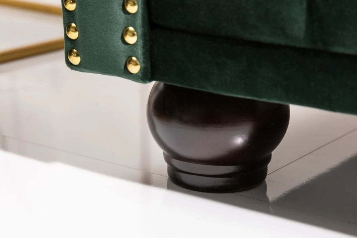 Casa Padrino sof¨¢ Chesterfield de 3 plazas en Verde / Marr¨®n / Dorado 205 x 73 x H. 85 cm - Sof¨¢ Chesterfield de Dise?o