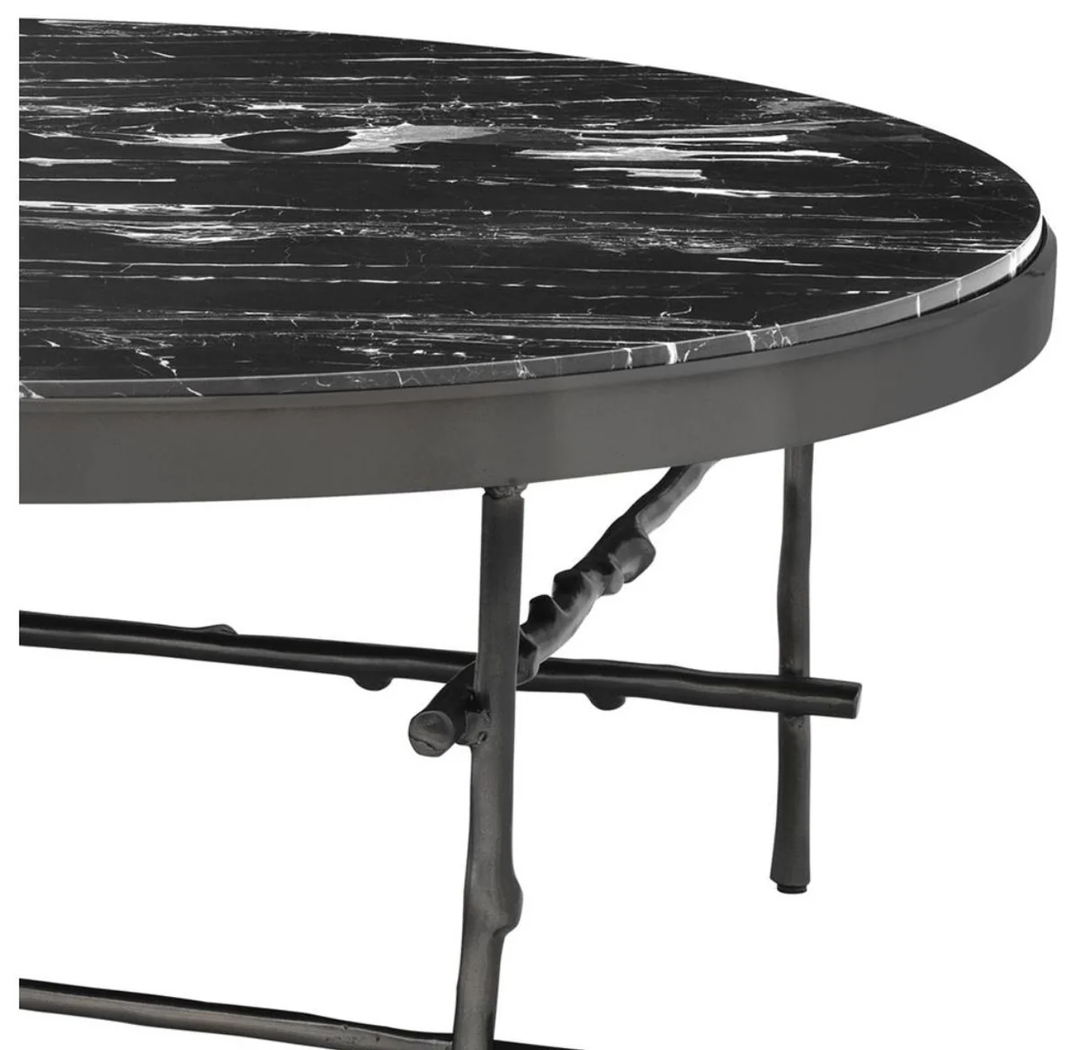 Casa Padrino mesa de centro de lujo bronce / negro Ø 100 x H. 39 cm - Muebles de Lujo