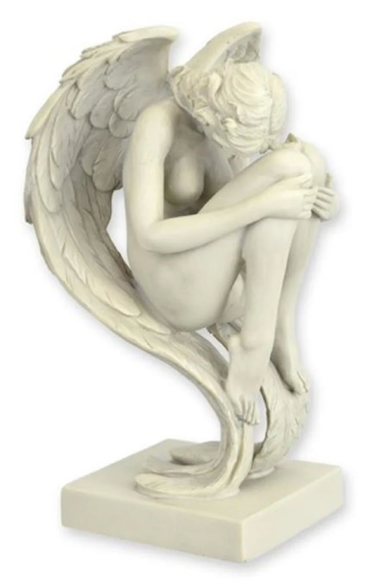 Casa Padrino figura decorativa de resina ángel crema 16,4 x 16,8 x A. 27,6 cm - Elegante escultura decorativa de resina sintética - Decoración de escritorio - Decoración de salón