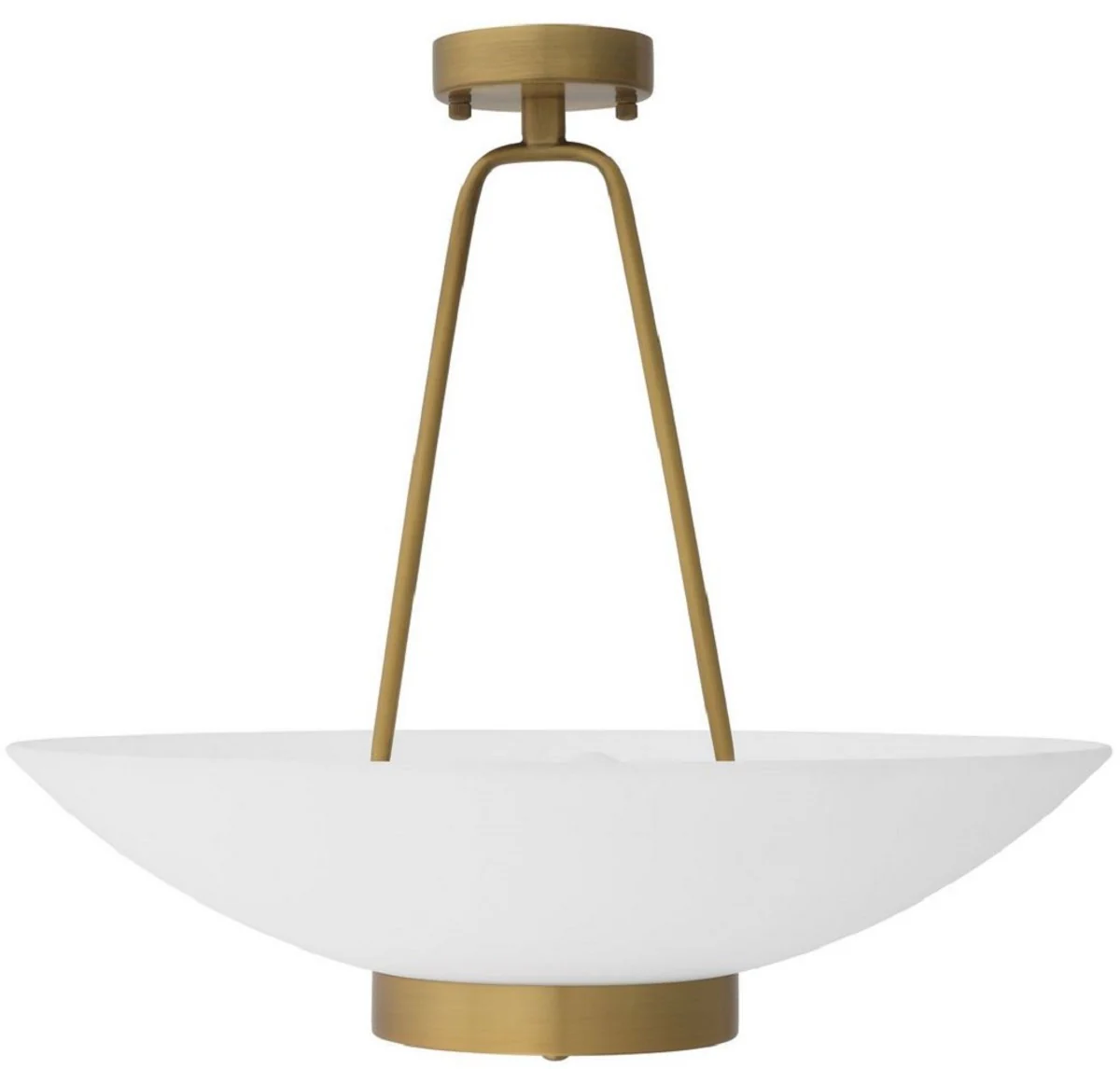 Casa Padrino lámpara colgante de lujo latón antiguo / blanco Ø 59 x A. 52 cm - Lámpara colgante redonda de acero con pantalla de vidrio - Collection de Lujo