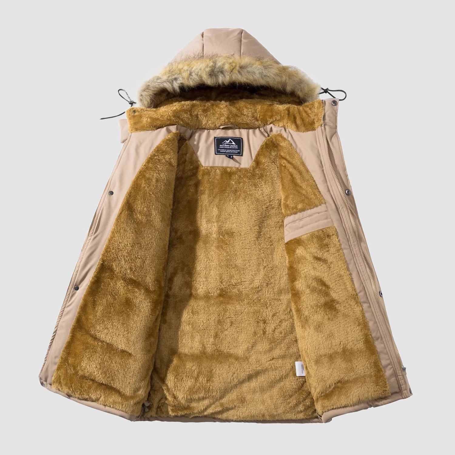 Men's Hooded Winter Coat Puffer Jacket Thicken Warm Fur Down Parka Jacket with Removable Hood
