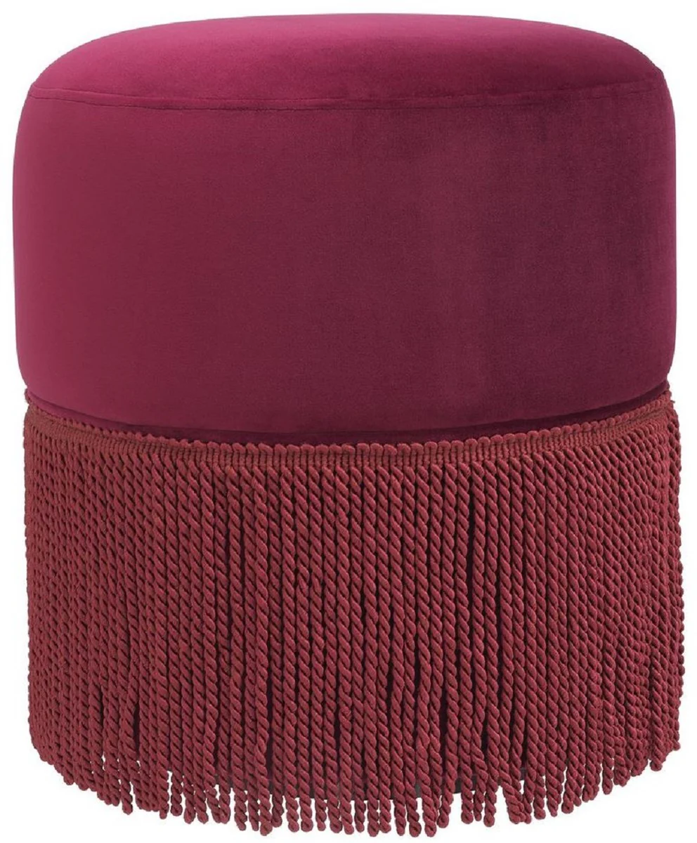 Casa Padrino taburete de terciopelo de lujo rojo burdeos ? 40 x A. 47 cm - Taburete Redondo - Muebles de Sal¨®n de Lujo