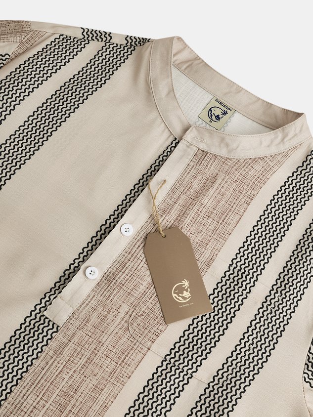 Men Striped Casual Spring/Fall Polyester Holiday Regular Fit Long sleeve Regular H-Line Casual Shirts