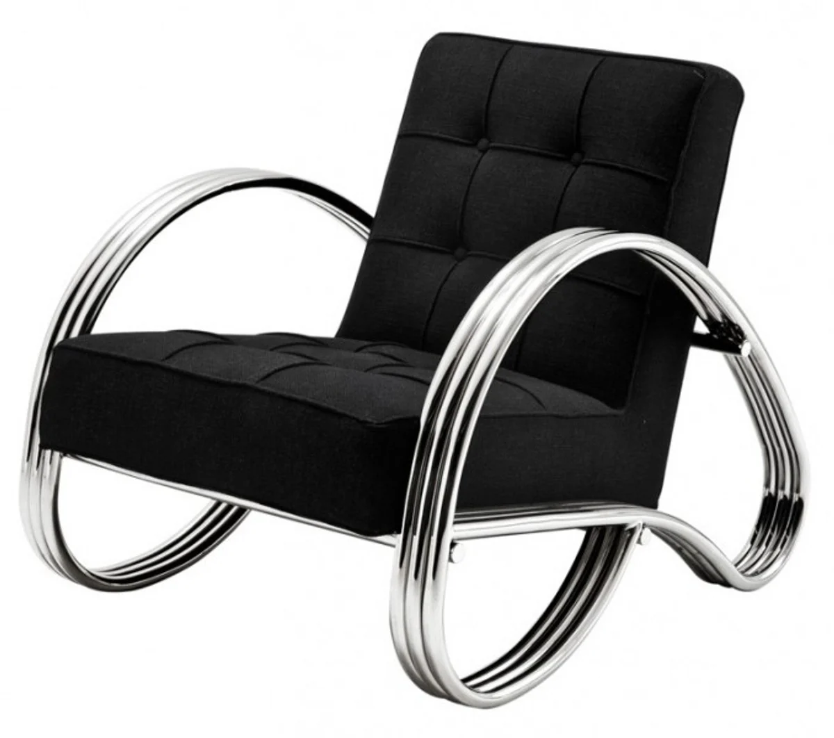 Casa Padrino Art Deco chair chrome / black Mod4 - club chairs - Lounge chairs, lounge chairs