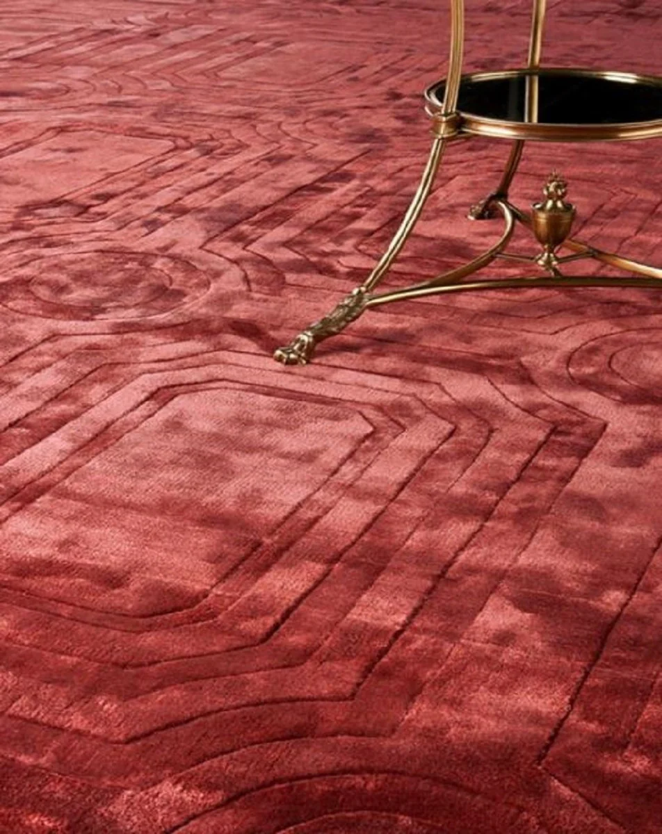 Casa Padrino alfombra de viscosa de lujo rojo 200 x 290 cm - Alfombra de salón rectangular - Calidad de Lujo