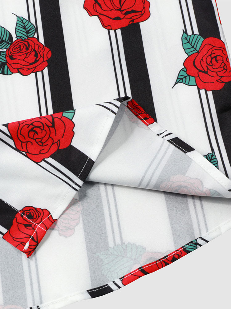 Rose Striped Print Shirt