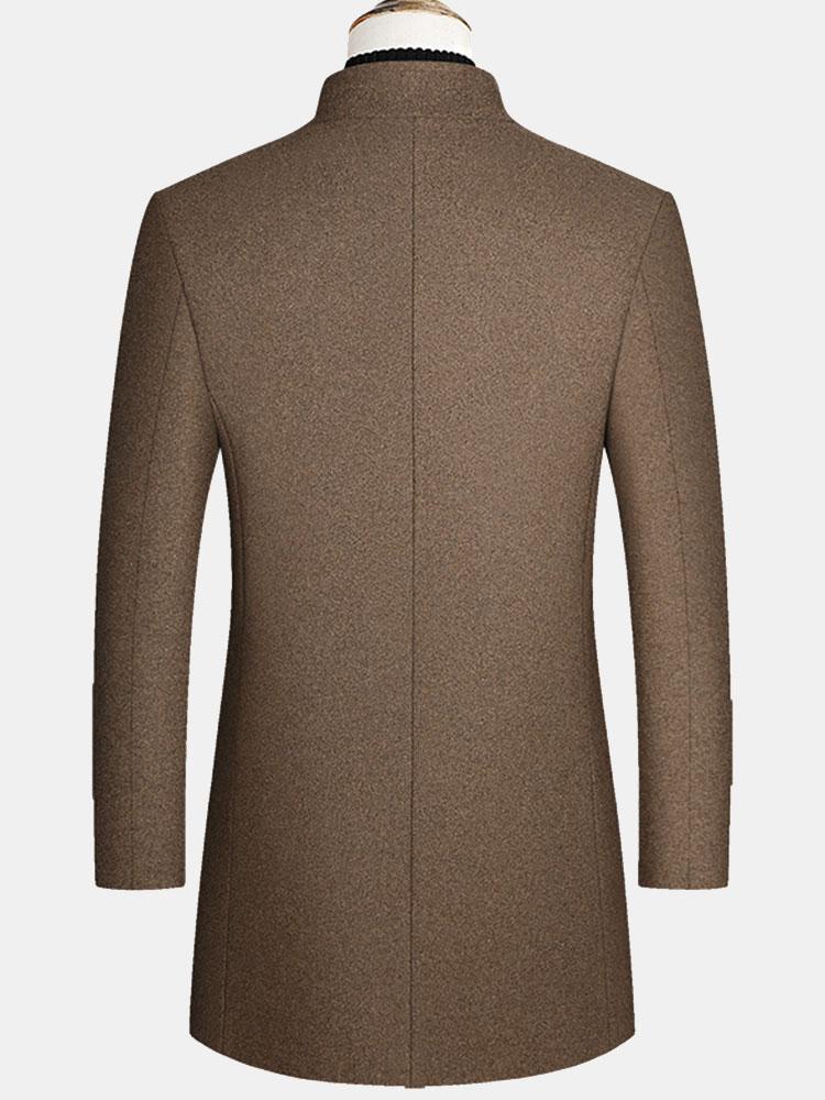 Wide Lapel Woolen Overcoat