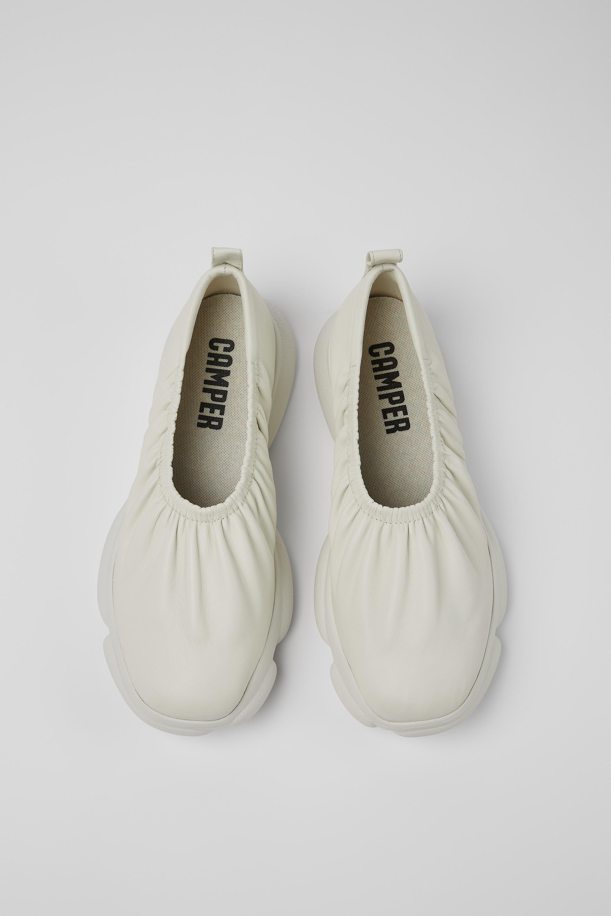 Karst - White leather ballerinas for men