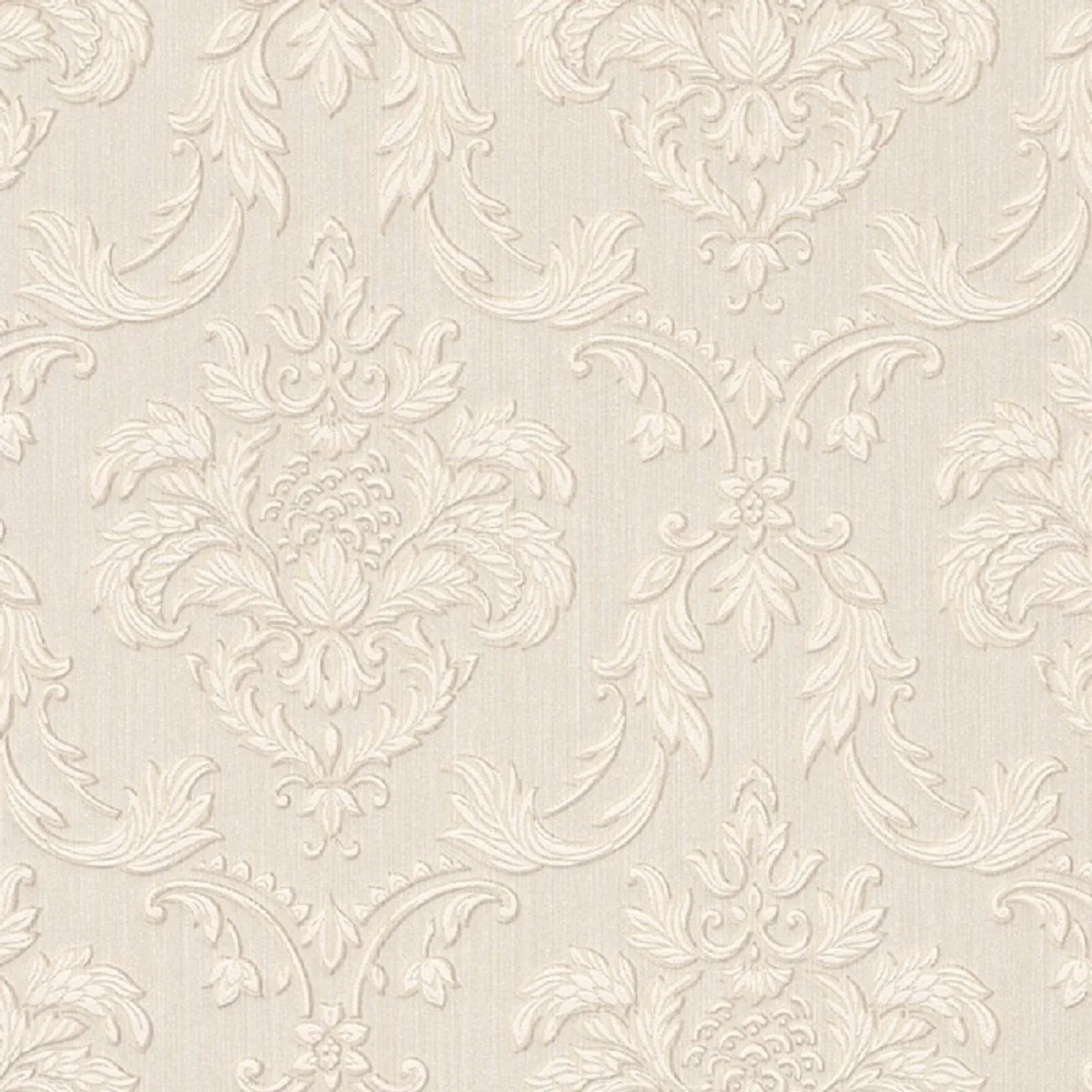 Casa Padrino papel tapiz textil barroco crema / beige / blanco 10,05 x 0,53 m - Papel Pintado para Sala de Estar en Estilo Barroco - Alta Calidad