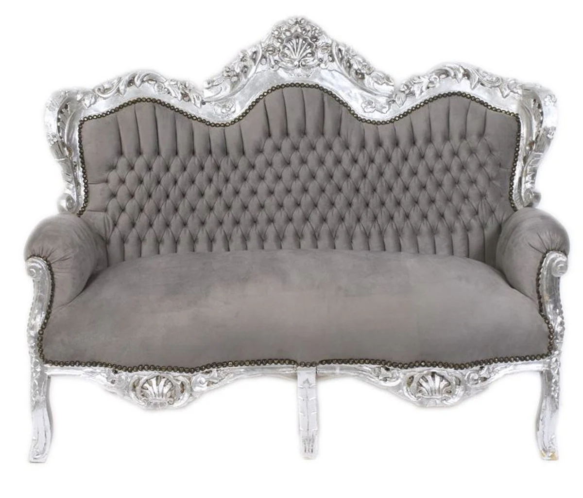 Casa Padrino Baroque Sof¨¢ 2 plazas Gris / Plateado - Muebles