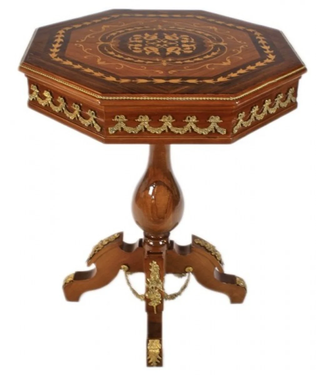 Casa Padrino Baroque Side Table Mahogany inlaid H75 x 65cm - Louis XVI antique style table - furniture