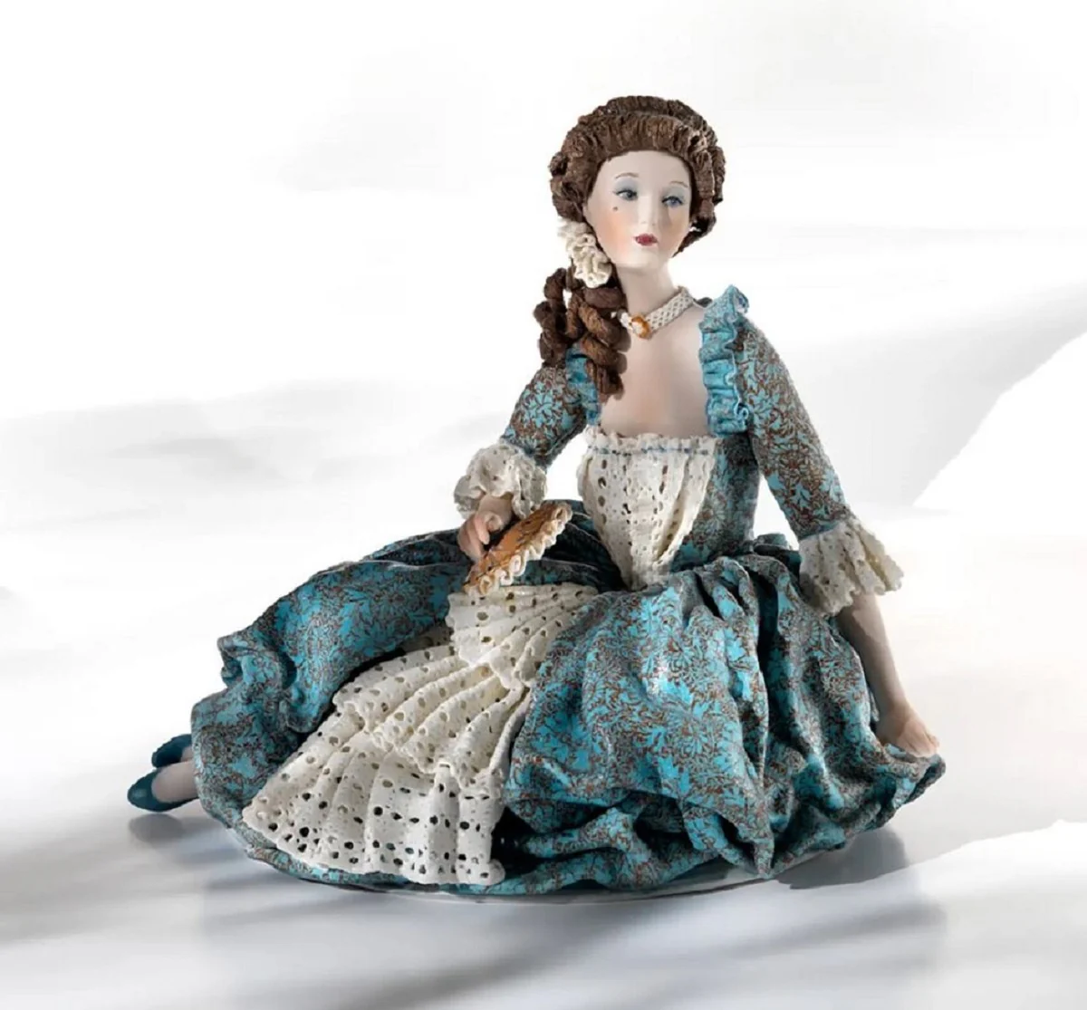 Casa Padrino mu?eca decorativa de porcelana barroco dama colorido A. 26,5 cm - Hecho en Italia