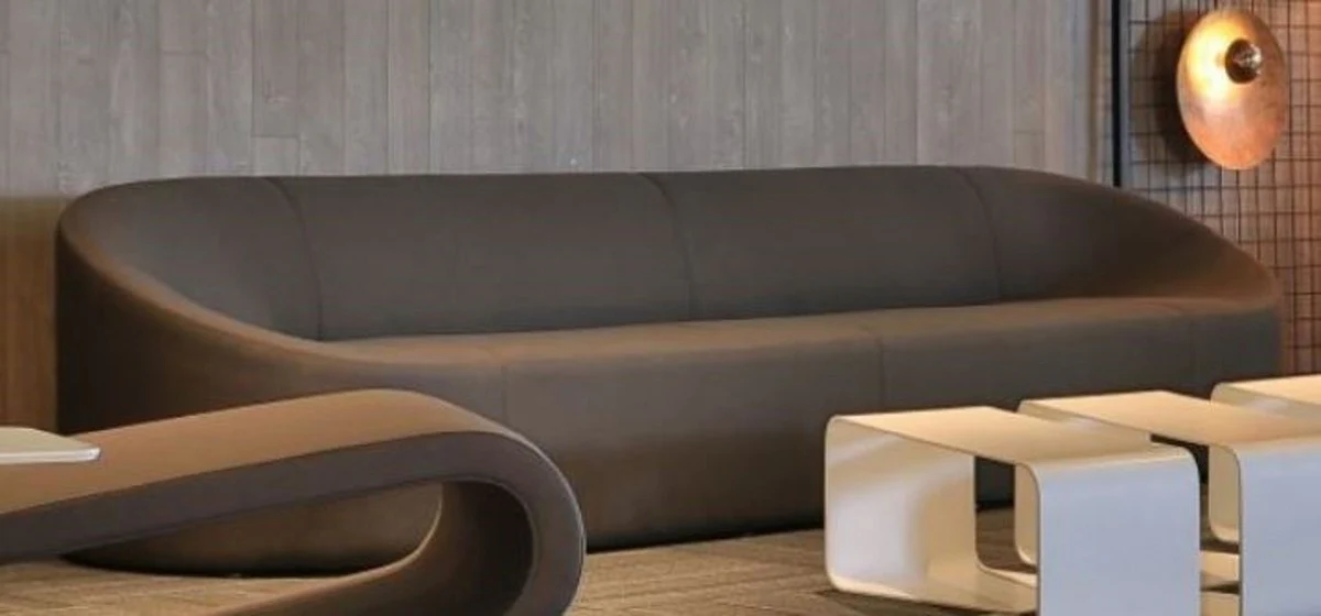 Casa Padrino Sof¨¢ de Dise?o Gris 315 x 82 x A. 70 cm - Sof¨¢ de Sal¨®n - Sof¨¢ Loft - Sof¨¢ de Hotel - Sof¨¢ de Vest¨ªbulo - Calidad de Lujo