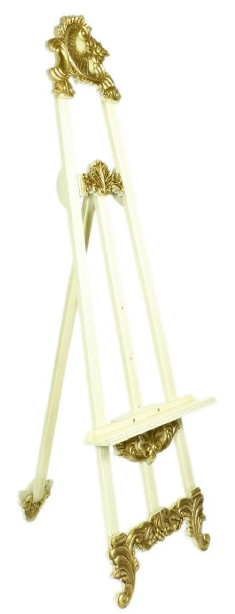 Casa Padrino caballete barroco blanco / oro 55 x H. 170 cm - Magnífico Caballete de Madera Maciza con Soporte Plegable