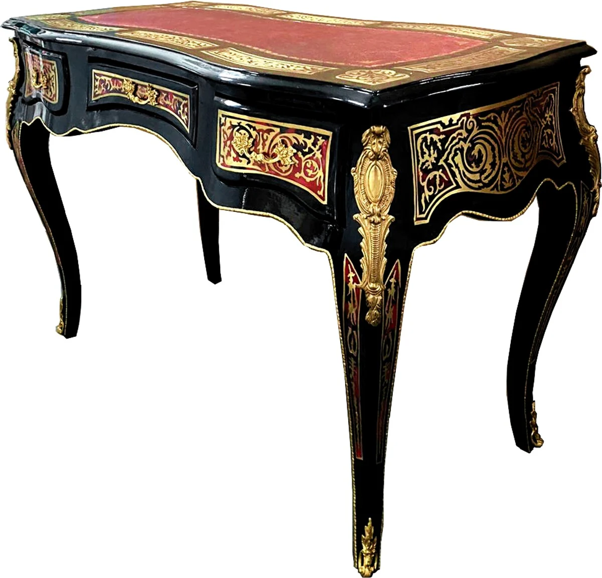 Secretaria Boulle barroca Casa Padrino en estilo franc¨¦s Negro / Rojo / Dorado 120 cm - Escritorio de estilo antiguo hecho a mano - Mobiliario de oficina barroco
