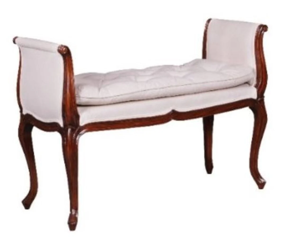 Casa Padrino banco de caoba barroco de lujo de la marrón / blanco 105 x 44 x H. 74 cm - Muebles Barroco y Art Nouveau