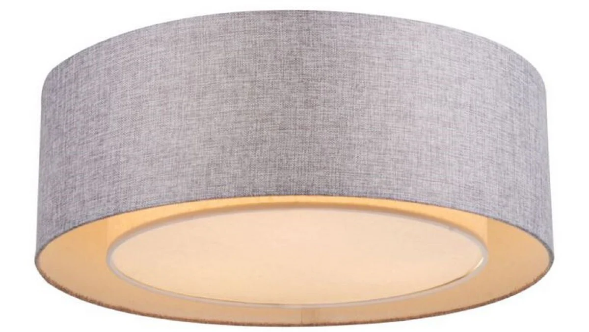 Casa Padrino lámpara de techo gris Ø 52 x H. 17,5 cm - Luz Moderna y Elegante con Marco de Metal y Cubierta de Tela