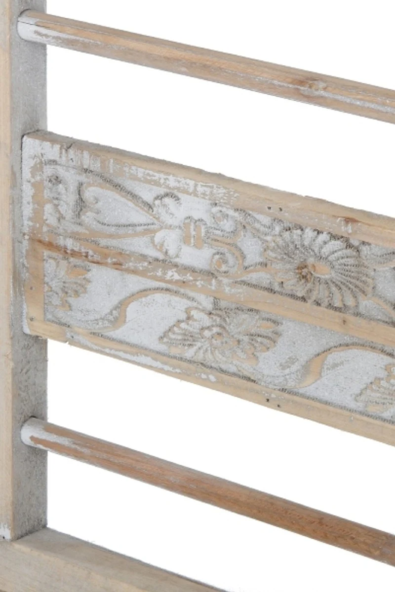 Casa Padrino banco de estilo country con brazos blanco antiguo / natural 71 x 42 x H. 85 cm - Muebles Decorativos Shabby Chic