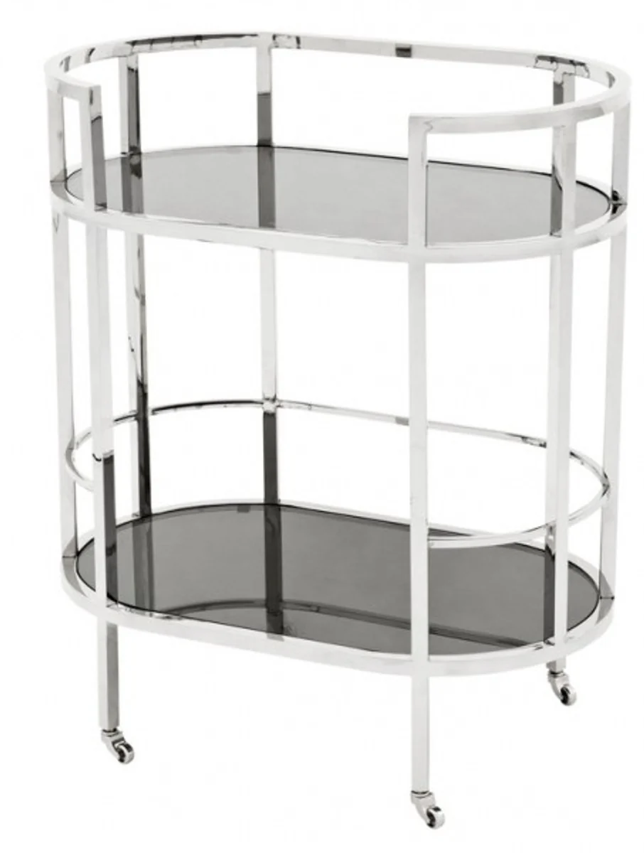 Casa Padrino Luxury Bar Trolley Trolley made ??of stainless steel and glass 70 x 43 x H. 81 cm - Luxury Hotel & Restaurant Furniture