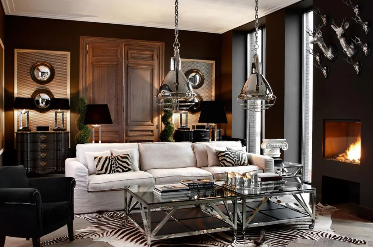 Decoración de la pared Casa Padrino / figuras de pared plata ciervos - astas de pared de lujo