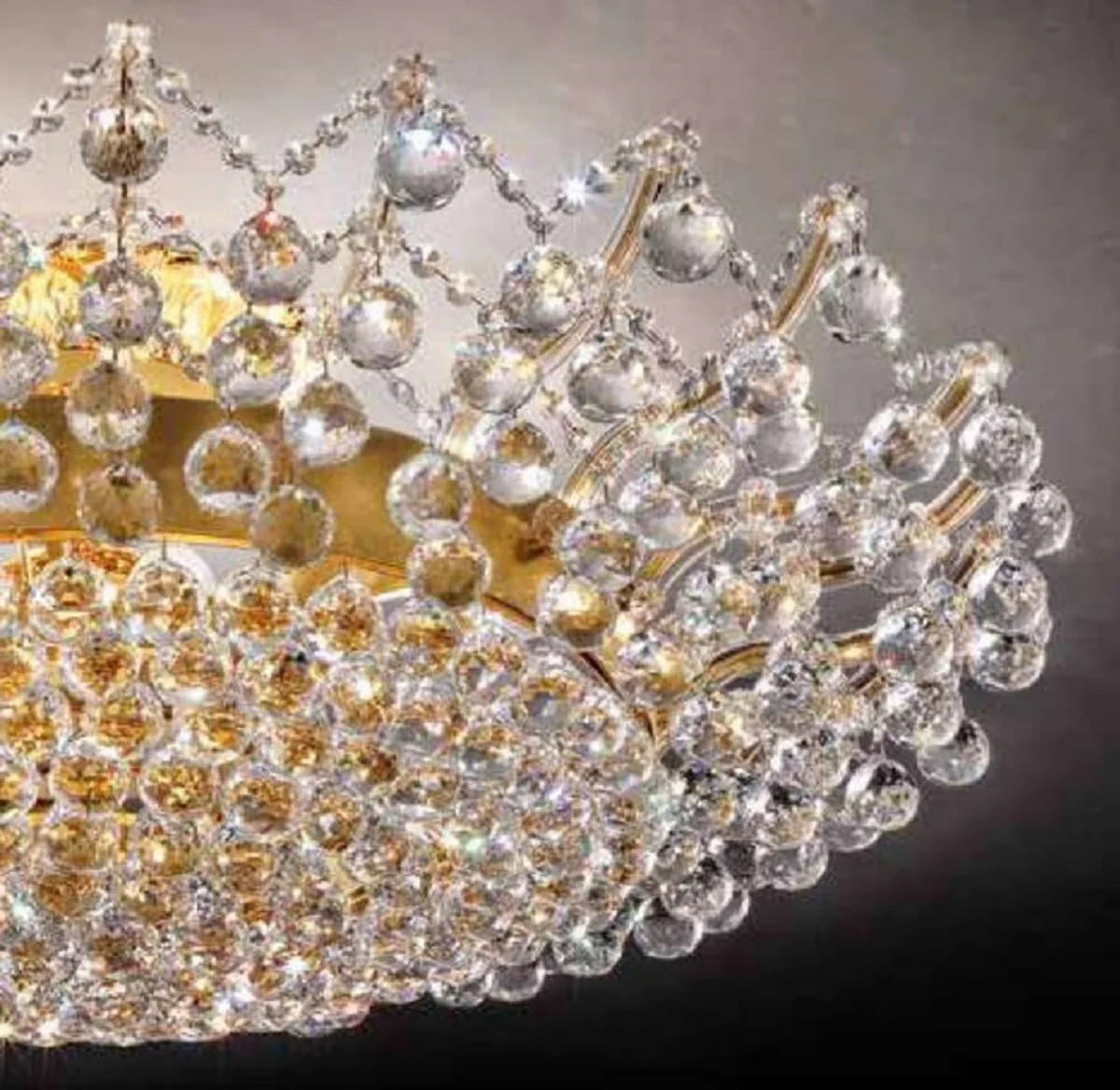 Casa Padrino lámpara de techo de cristal barroco de lujo oro / plata Ø 105 x A. 35 cm - Lámpara de techo redonda con cristal veneciano - Noble y Magnífica - Calidad de Lujo - Hecho en Italia