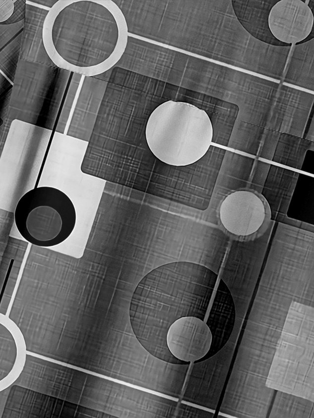 Geometric Line Pattern Chest Pocket Short Sleeve Casual Shirt