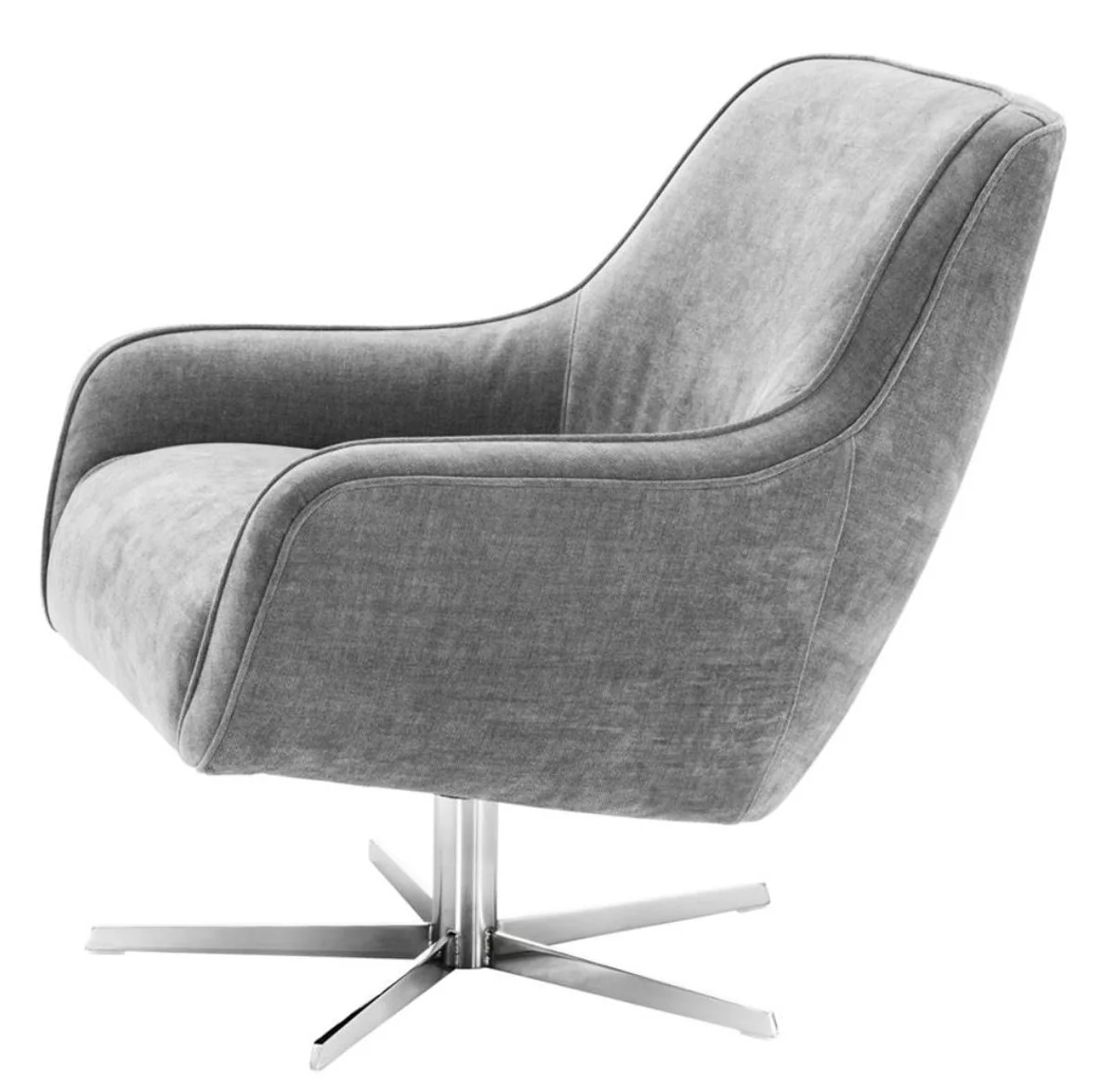 Casa Padrino sillón giratorio gris / plateado 76 x 80 x H. 82 cm - Muebles de Lujo