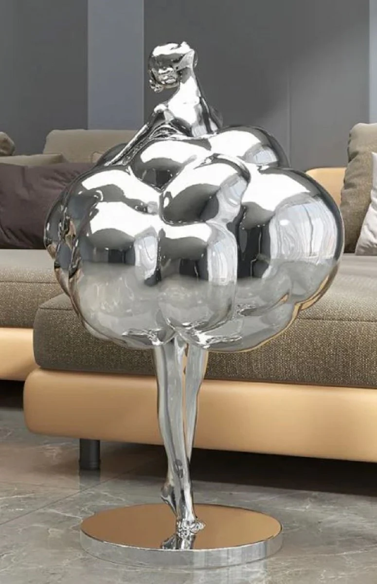 Casa Padrino escultura decorativa de diseño de lujo bailarina plata 49 x A. 75 cm - Figura decorativa de resina - Accesorios decorativos de diseño de lujo - Calidad de lujo