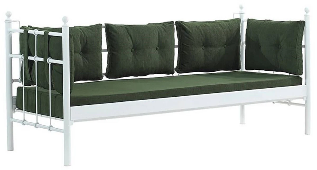 Casa Padrino sof¨¢ de jard¨ªn Art Nouveau blanco / verde oscuro 200 x 70 x A. 92 cm - Sof¨¢ de Jard¨ªn - Sof¨¢ de Terraza - Muebles de Jard¨ªn y Terraza