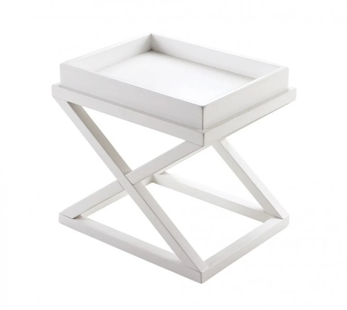 Casa Padrino luxury art deco designer birch wood side table white - Luxury Hotel Table