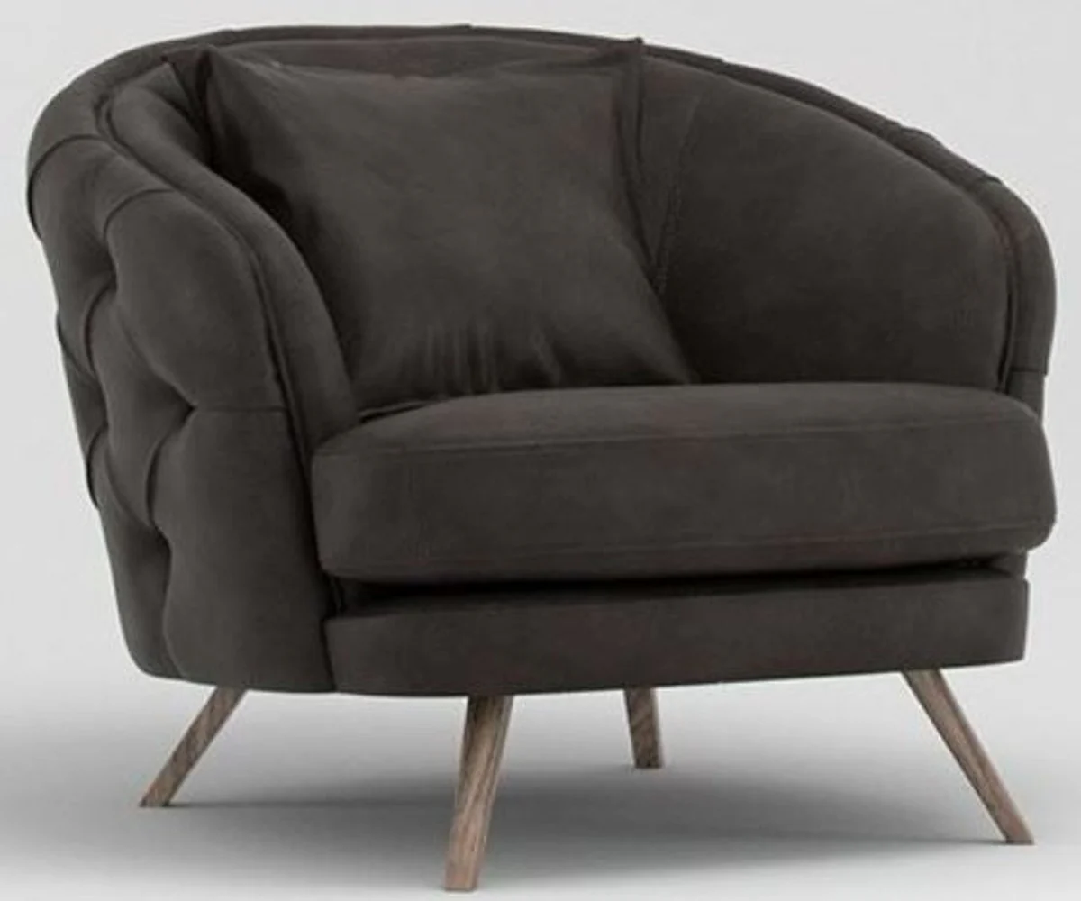 Casa Padrino sill¨®n de sal¨®n Chesterfield de lujo gris / marr¨®n 93 x 90 x A. 75 cm - Mueble del Sal¨®n