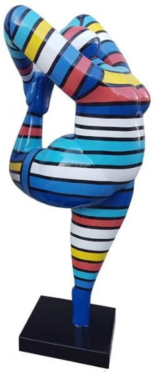 Casa Padrino escultura de diseño mujer acrobática rayas de colores A. 200 cm - Figura decorativa resistente a la intemperie - Escultura de decoración de jardín - Figura de Jardín