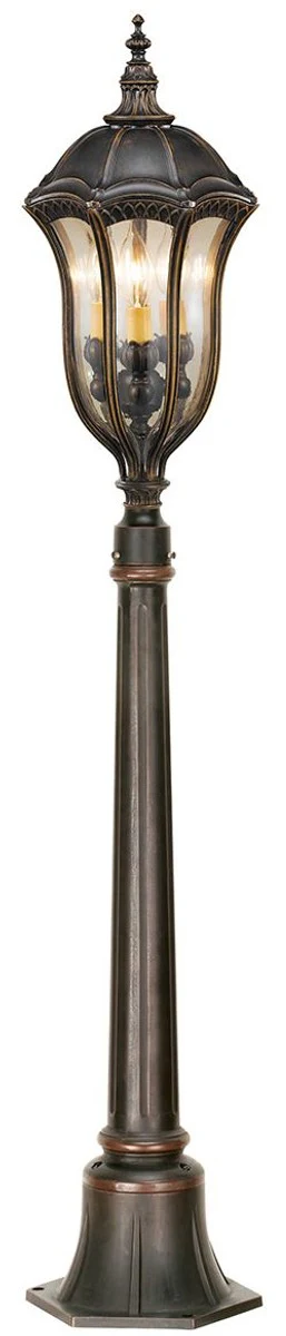 Casa Padrino linterna de jardín barroco marrón / bronce / oro Ø 24,1 x A. 131,7 cm - Elegante lámpara de pie para exterior - Iluminación exterior nostálgica