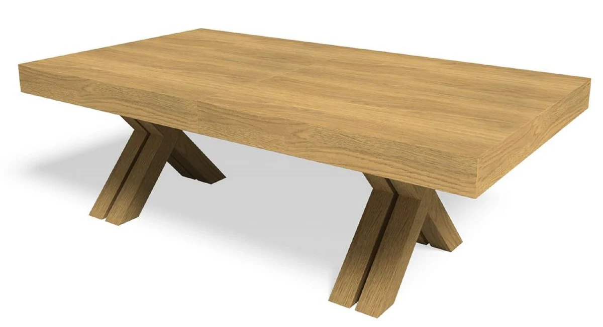 Casa Padrino mesa de comedor de lujo natural 200-494 x 110 x A. 77 cm - Mesa de conferencia extensible de madera maciza - Muebles de comedor - Muebles de oficina - Muebles de lujo