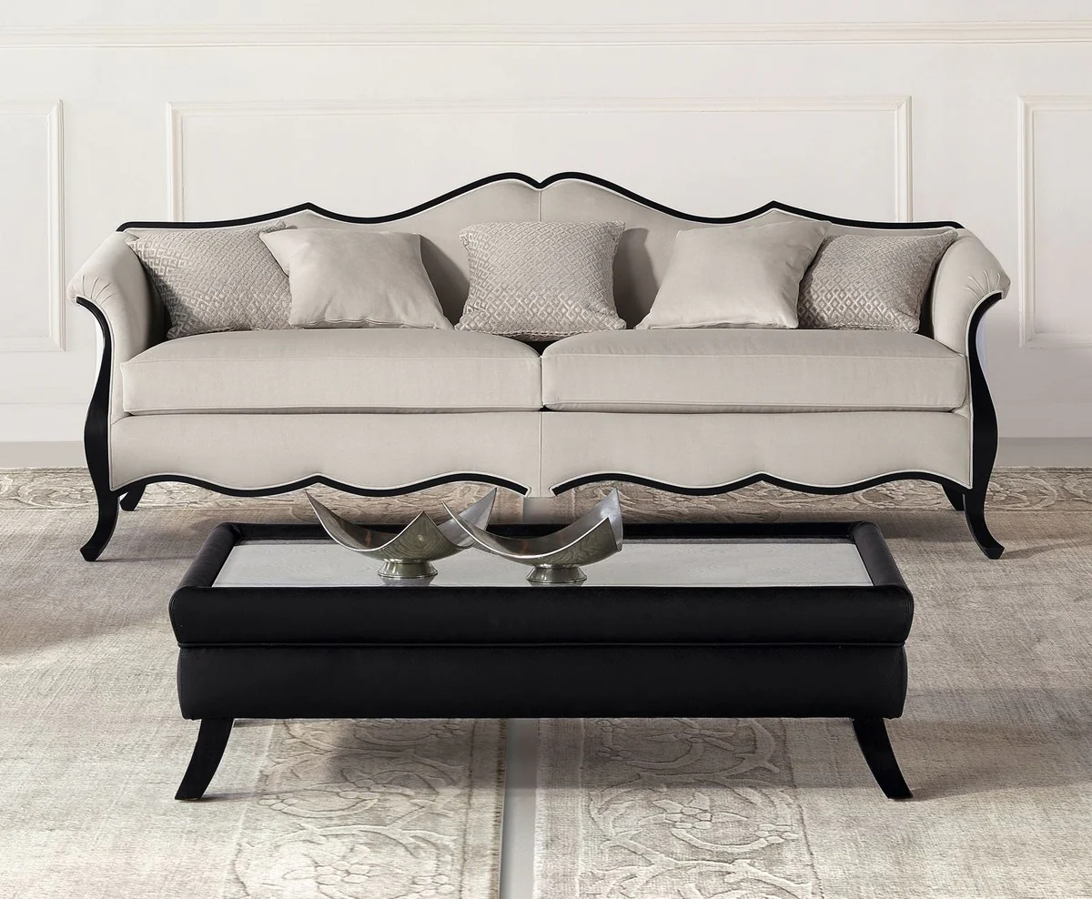 Casa Padrino sof¨¢ Art Deco de lujo gris / negro - Sof¨¢ de sal¨®n hecho a mano - Muebles de Sal¨®n - Muebles Art Deco - Muebles de Lujo - Calidad de Lujo - Hecho en Italia