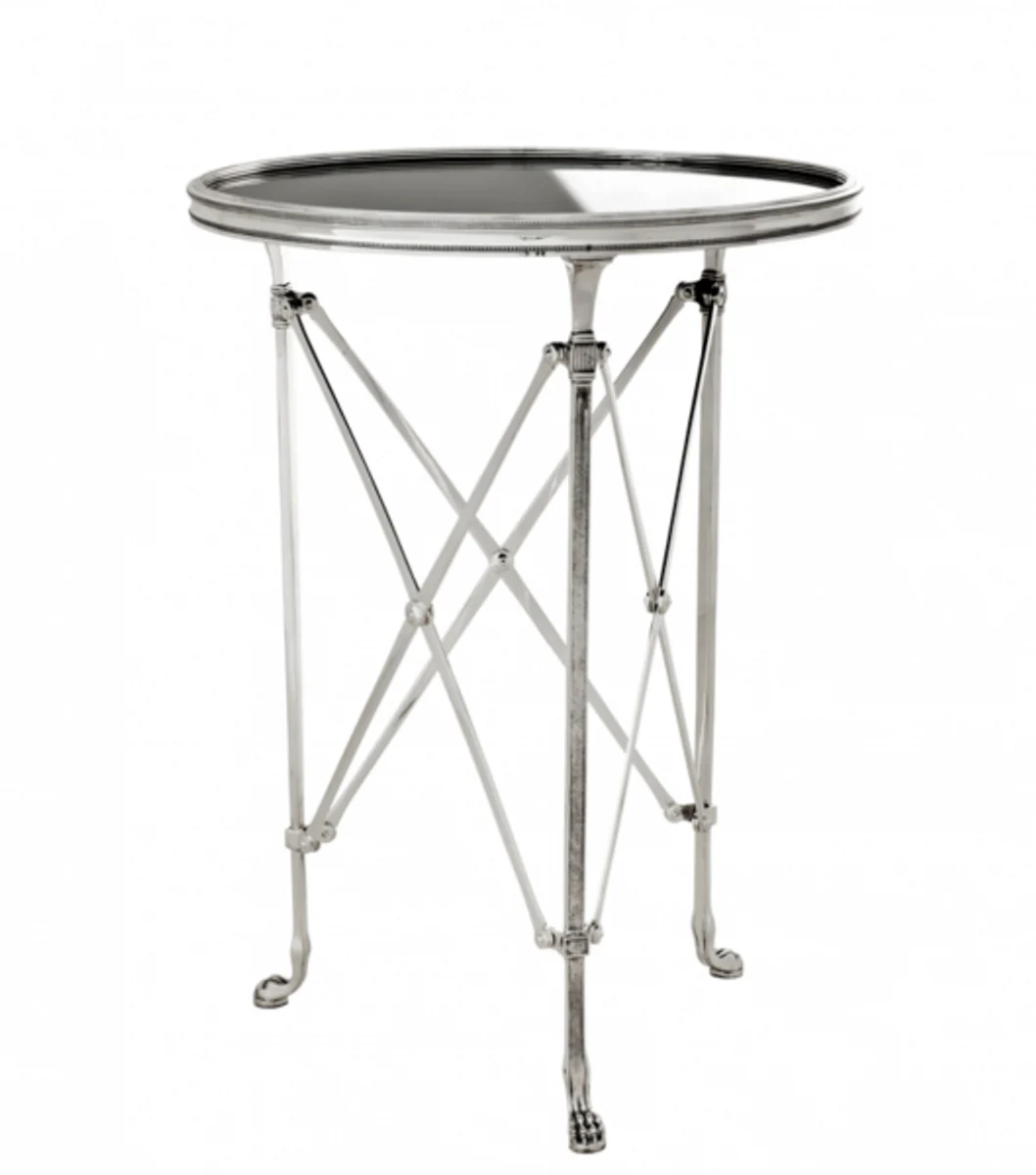 Casa Padrino luxury art deco designer side table antique silver with black glass 52 x H. 70 cm - Luxury Hotel Table